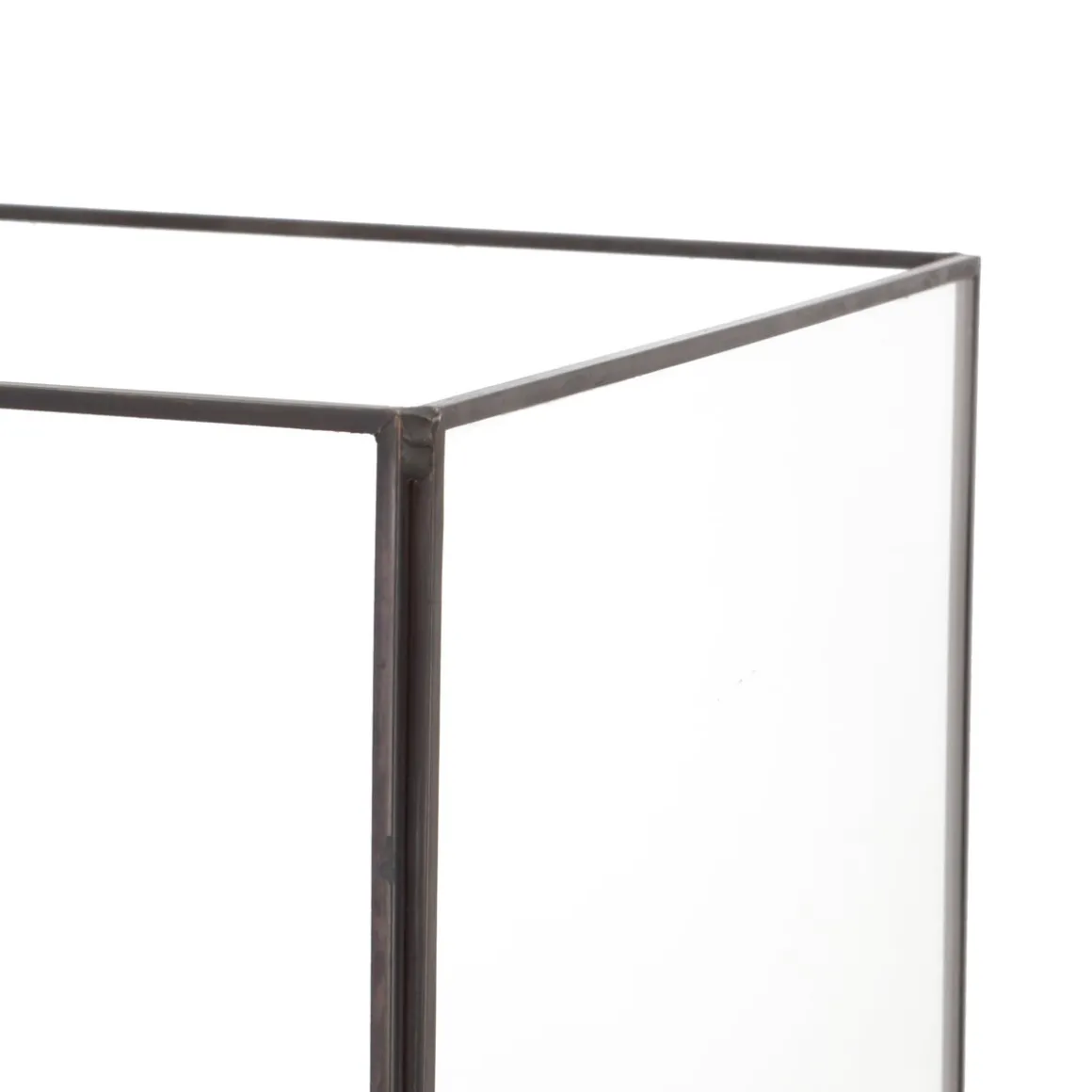 Glass Lantern With Metal Edges