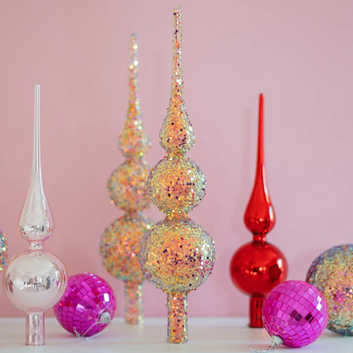 Glass Tree Topper With Galaxy Glitters