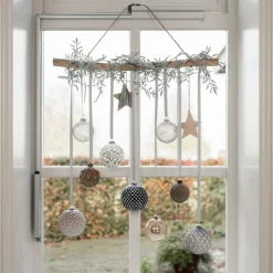 Glitter Garland With Leaves 260cm Silver