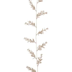 Glitter Garland With Leaves 270 Cm Taupe