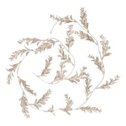 Glitter Garland With Leaves 270 Cm Taupe