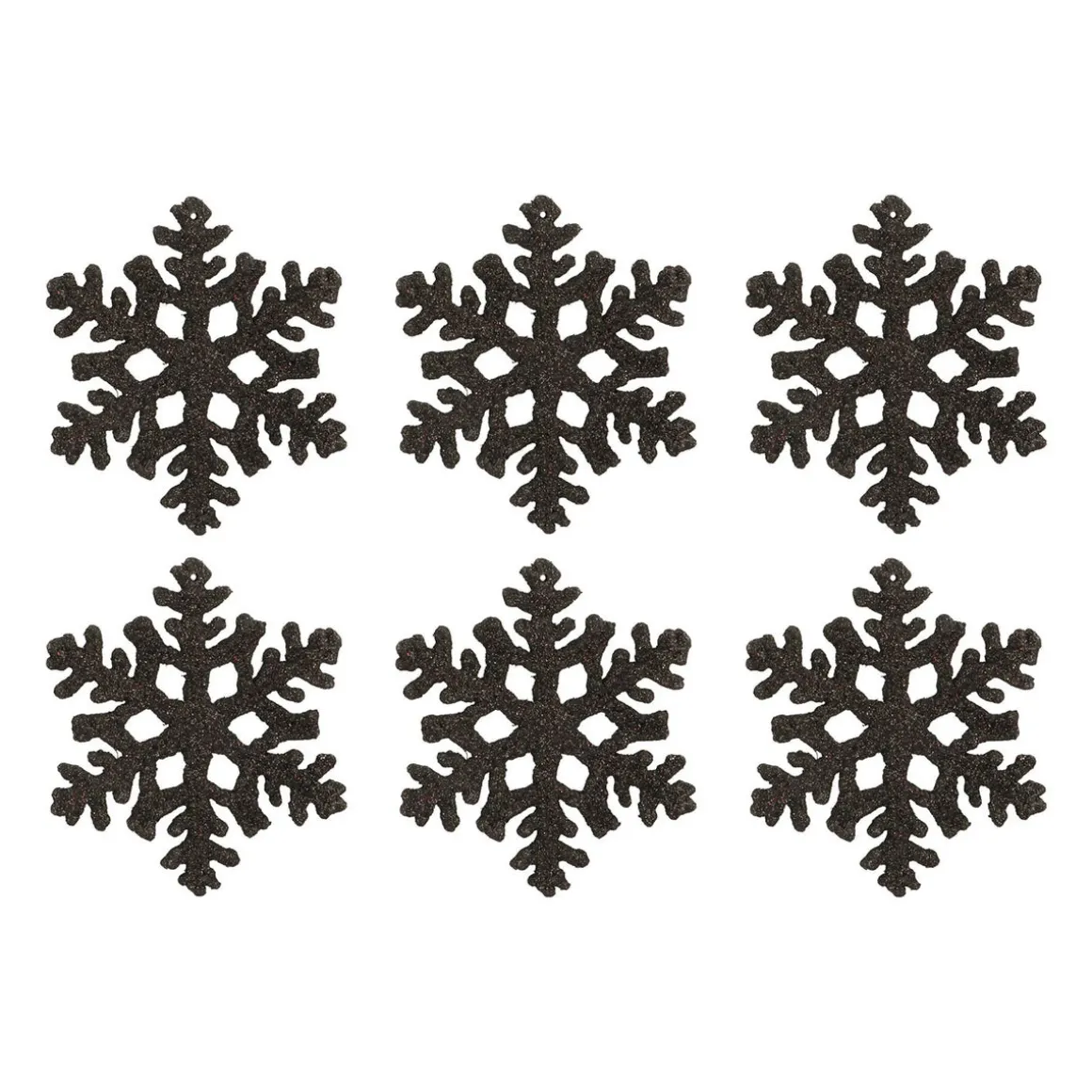 Glitter Snowflakes 10cm Black 6 PCs