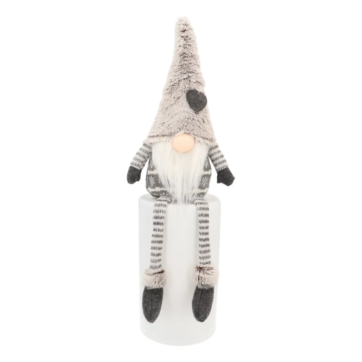 Gnome With Floppy Legs And Grey Hat With Heart 40cm