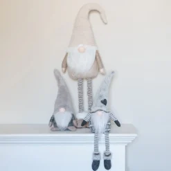 Gnome With Floppy Legs And Grey Hat With Heart 40cm