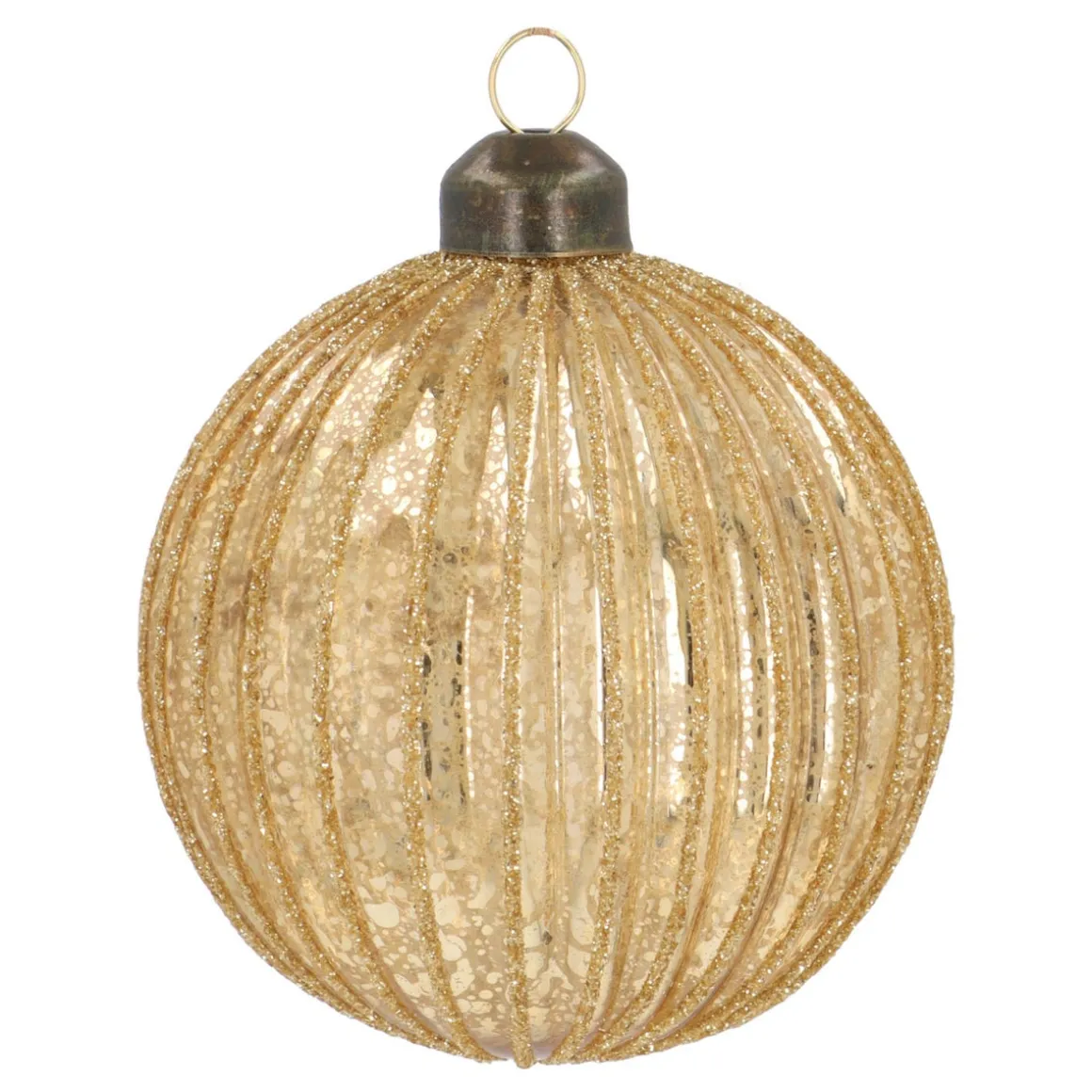 Gold Christmas Bauble With Glitters And Crackle