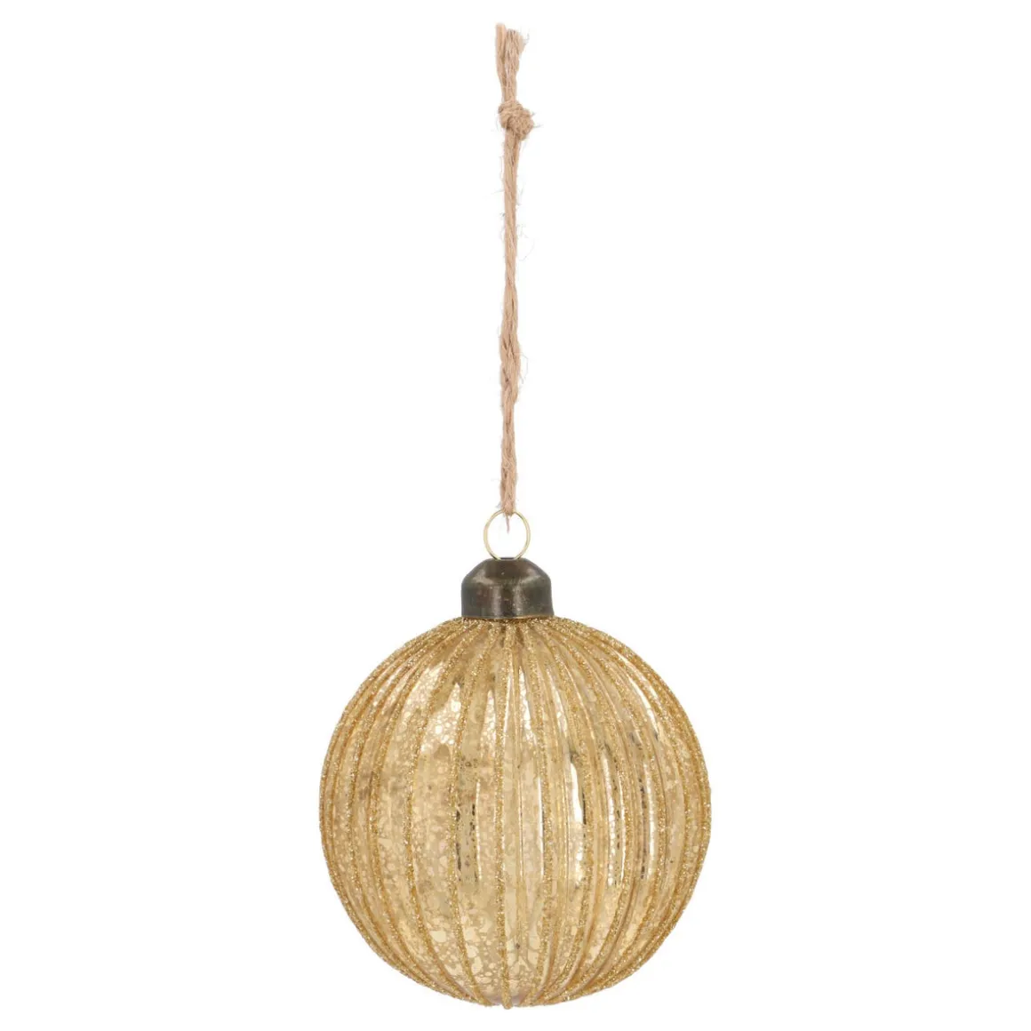 Gold Christmas Bauble With Glitters And Crackle