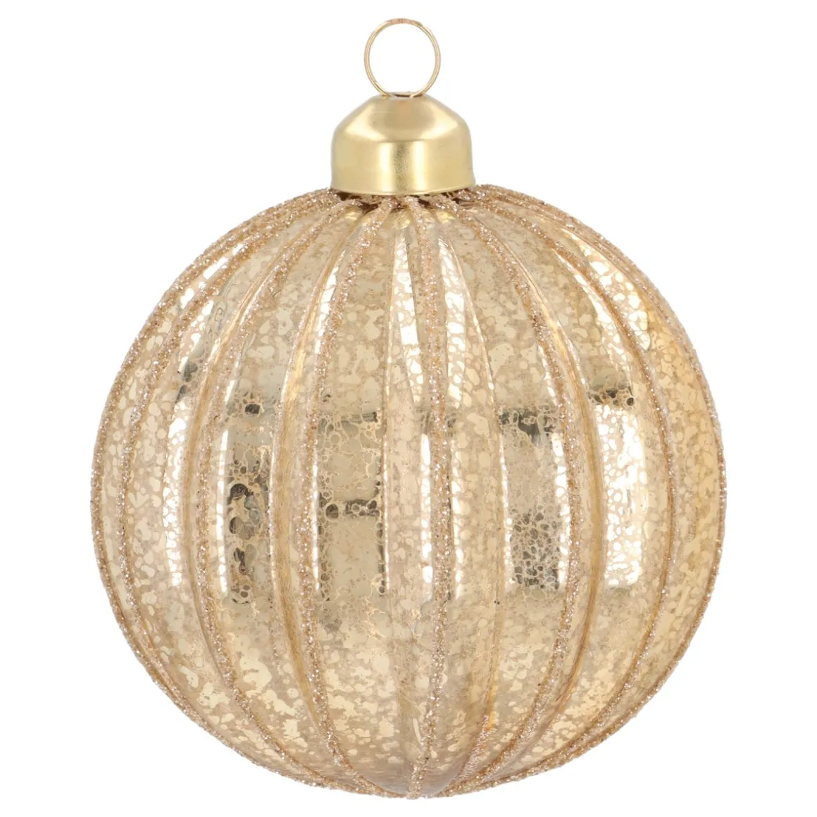 Gold Crackle Christmas Bauble With Glitters
