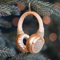 Gold Headphone Ornament For Music Lovers