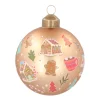 Graphic Christmas Bauble With Print | Glass | Taupe | 8 Cm