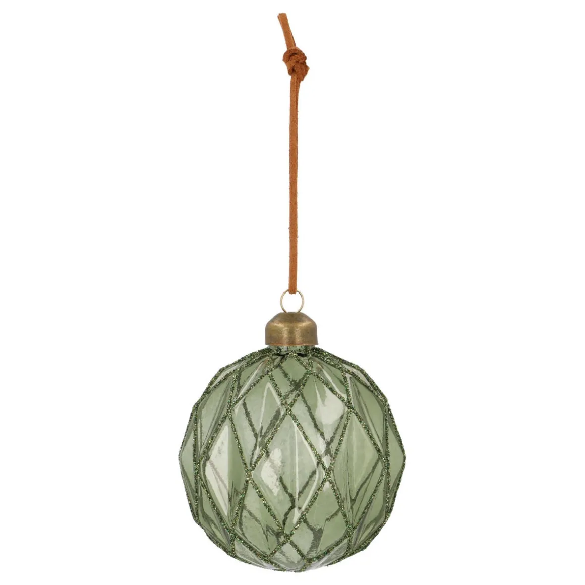 Green Christmas Bauble With Relief And Glitters