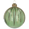Green Christmas Bauble With Glitter Lines