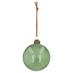 Green Christmas Bauble With Natural Swirls