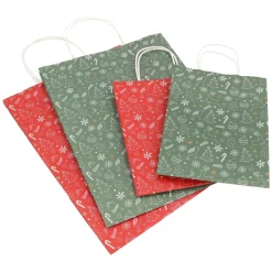 Green Gift Bag With Festive Christmas Characters