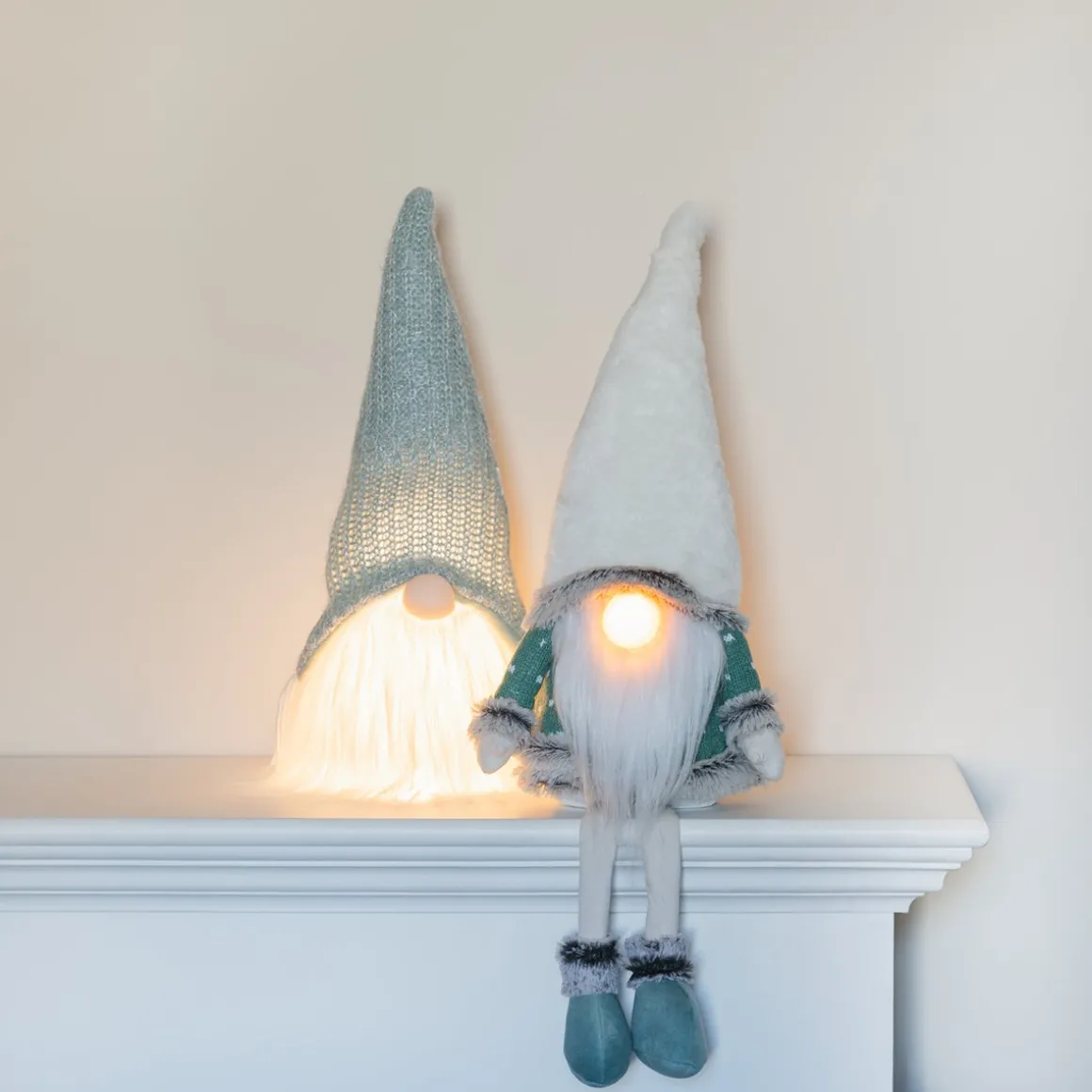 Green Gnome With LED Nose And Scandinavian Sweater