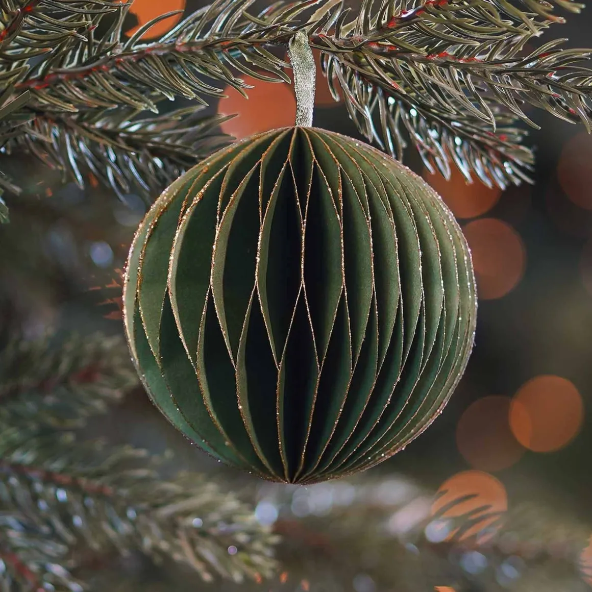 Green Paper Christmas Bauble 8 Cm
