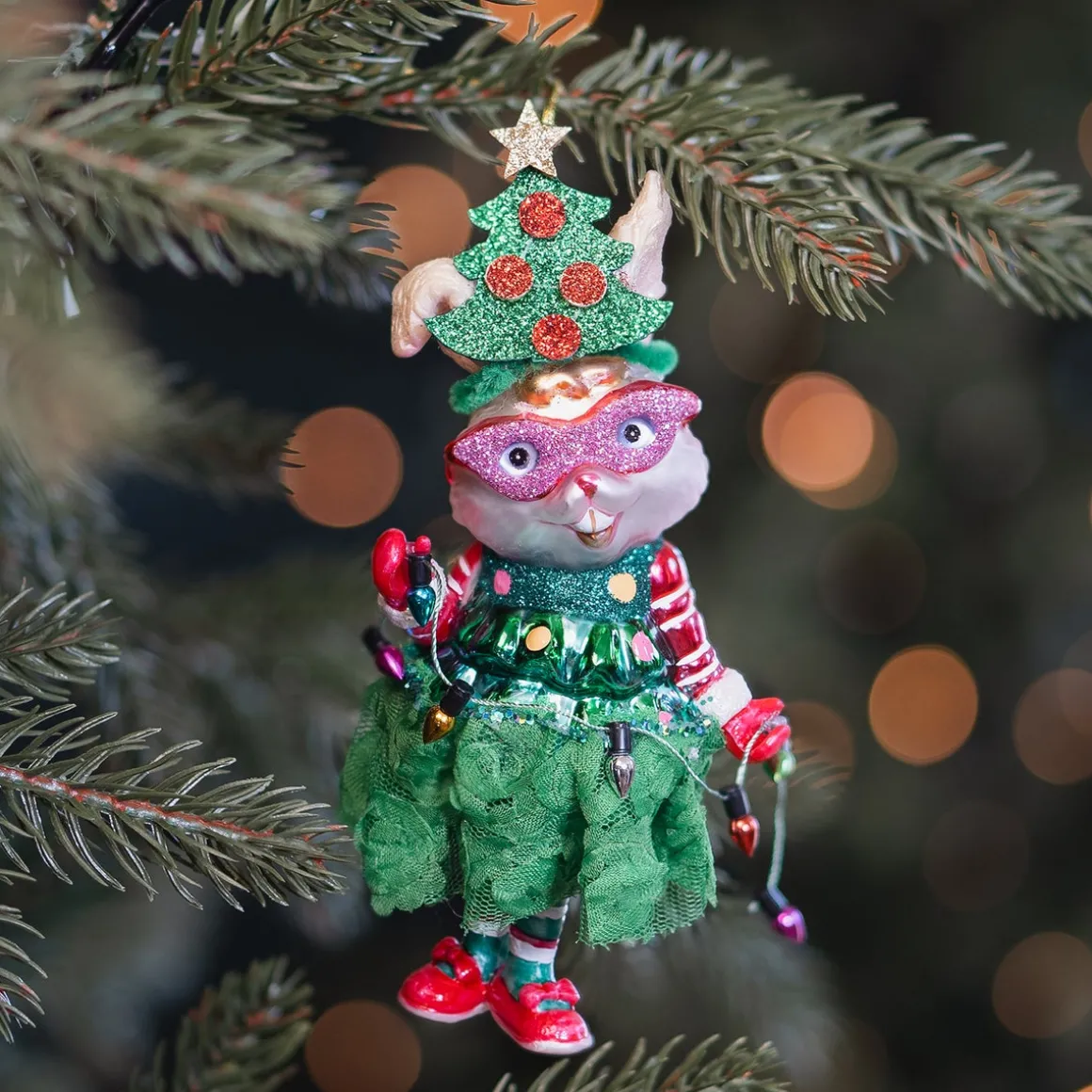 Handmade Rabbit With Christmas Outfit Ornament