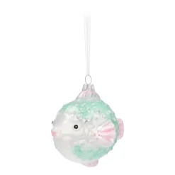 Hanger Blowfish Green Glass 10 Cm
