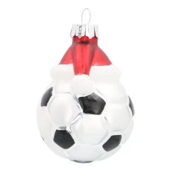 Hanger Football Black Silver Glass 8 Cm