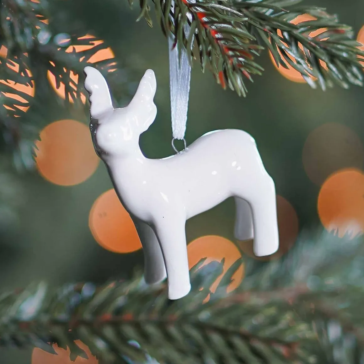 Hanger Reindeer Porcelain 6 Cm White