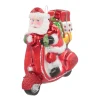 Hanger Santa On Scooter Red Glass 11 Cm