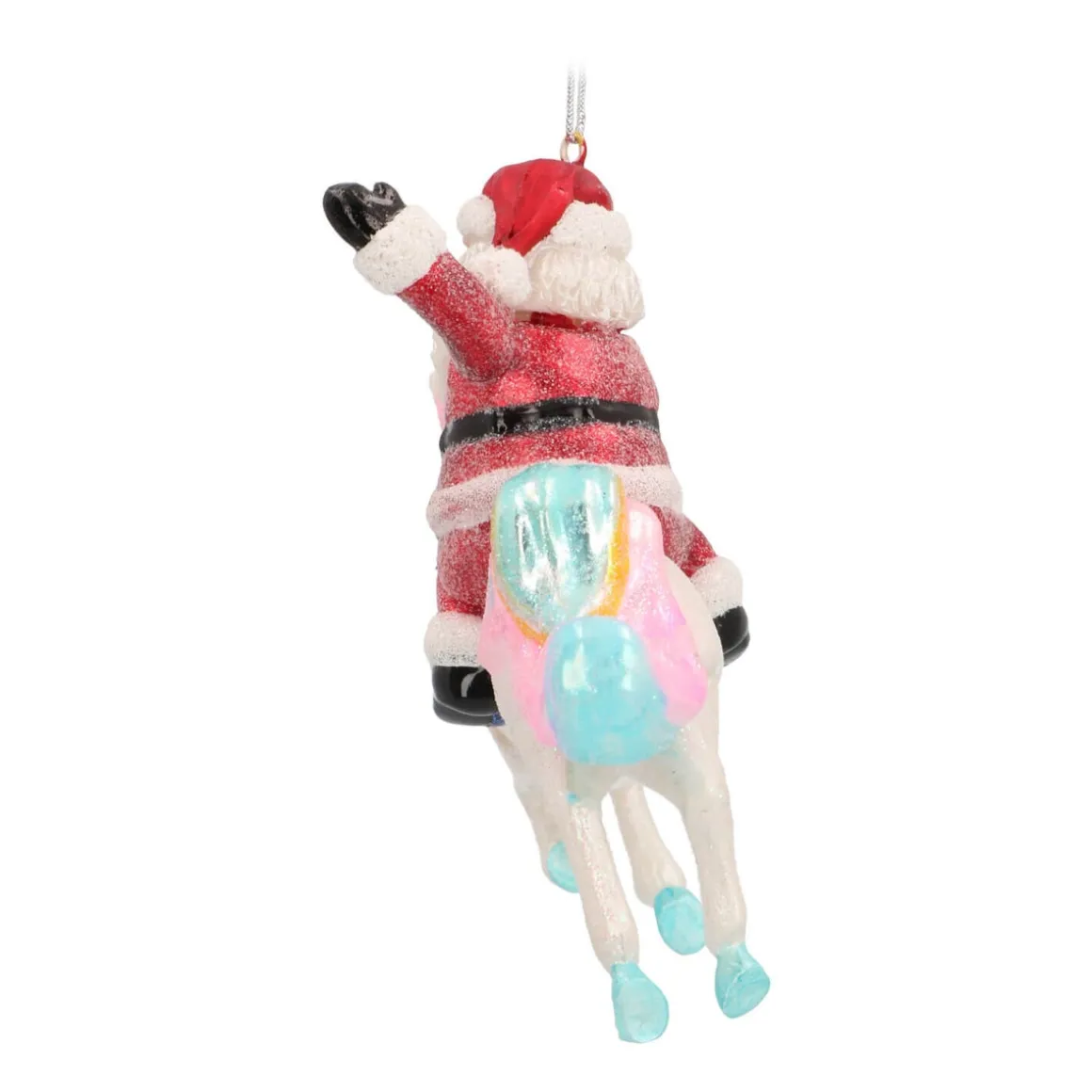 Hanger Santa On Unicorn Multicoloured Glass 12 Cm