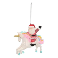 Hanger Santa On Unicorn Multicoloured Glass 12 Cm
