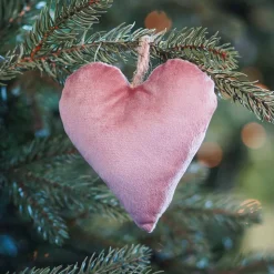 Hanging Heart Decoration Flannel 12cm Antique Pink