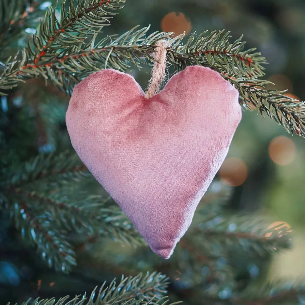Hanging Heart Decoration Flannel 12cm Antique Pink