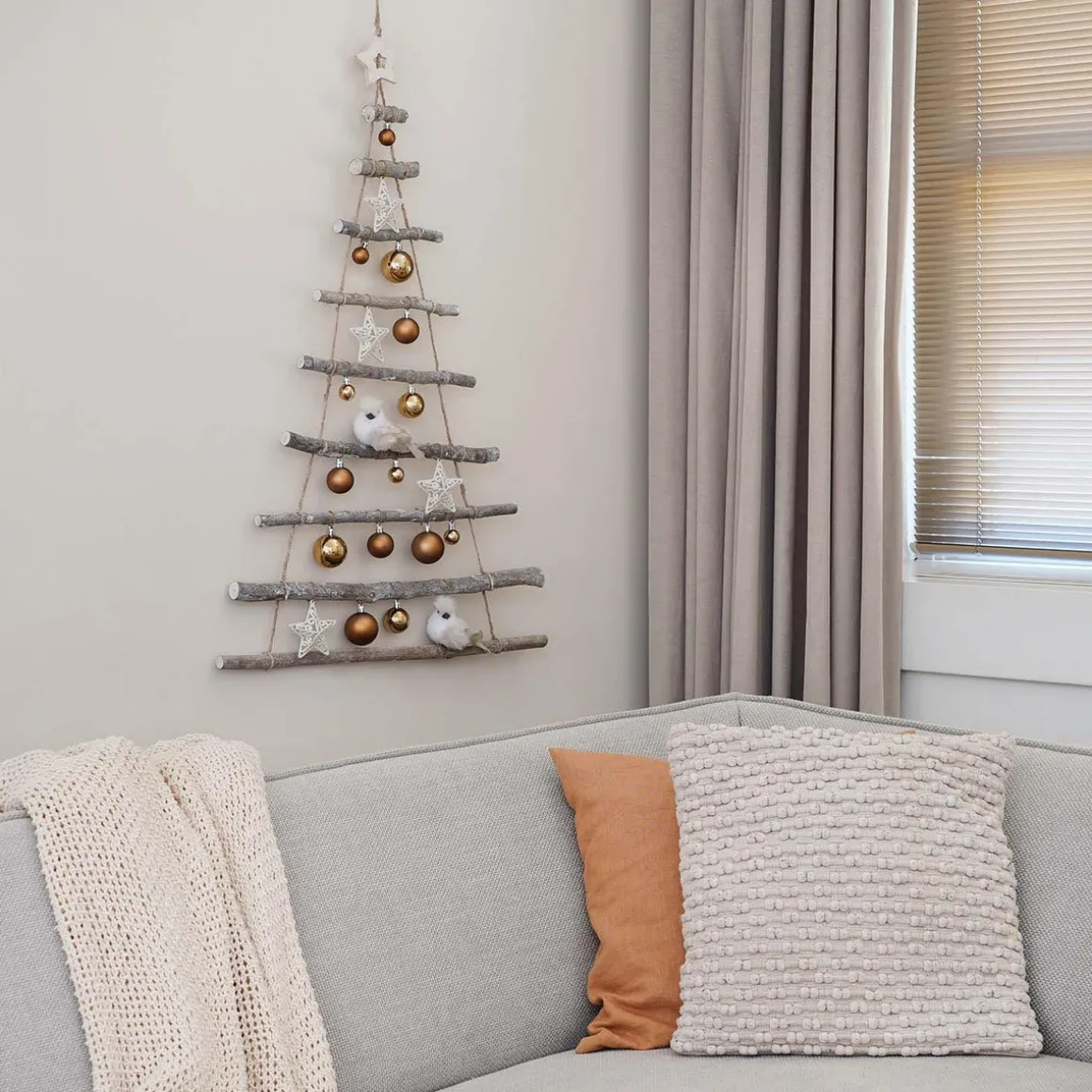 Hanging Ladder Christmas Tree 87cm Grey Wash