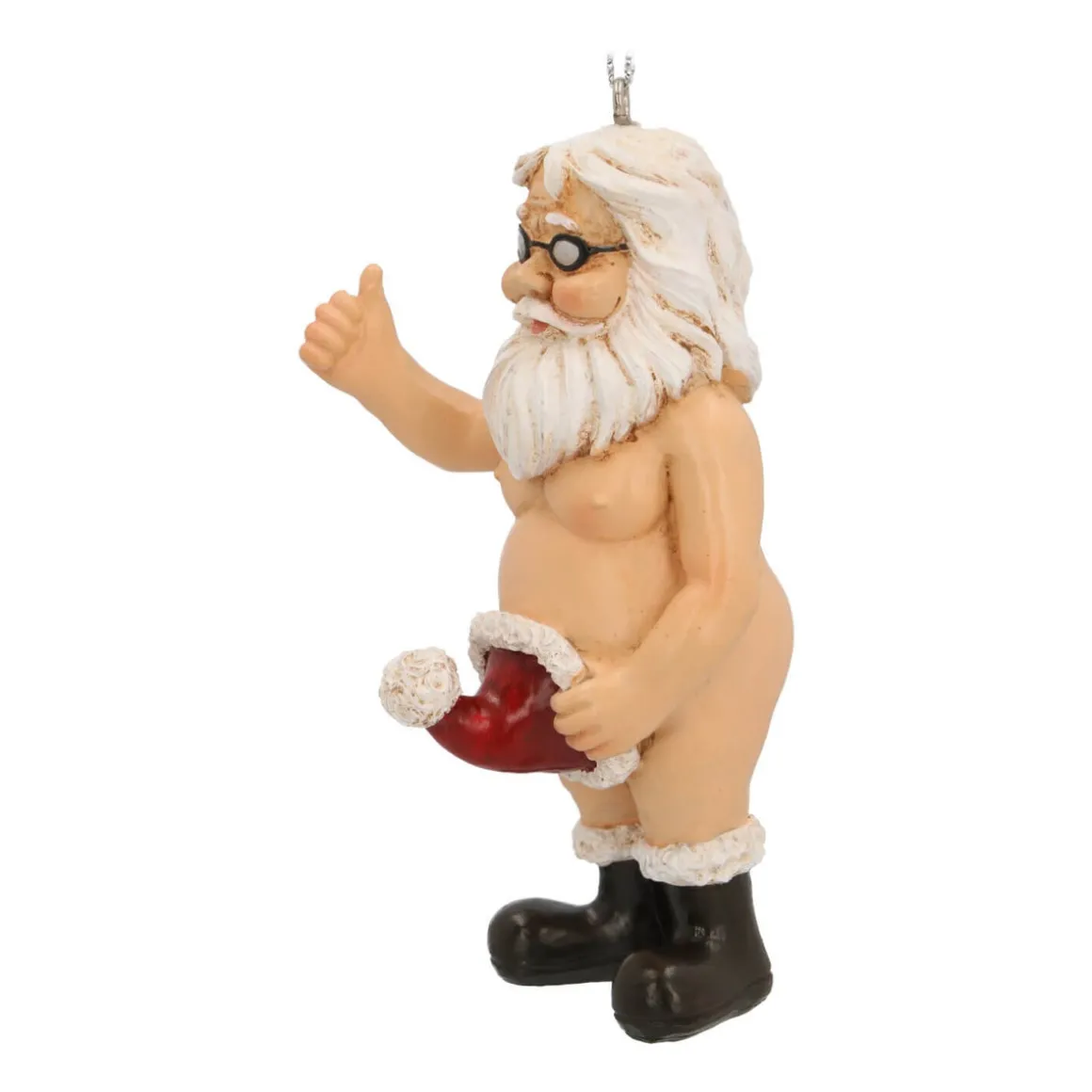 Hanging Naked Santa Decoration 9cm Polyresin