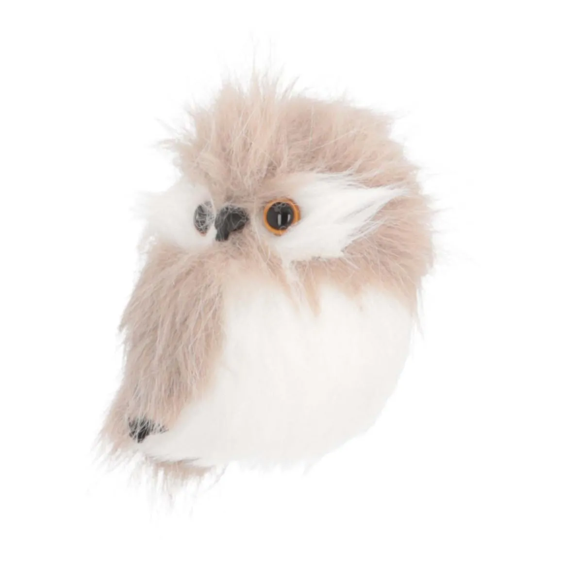 Hanging Owl Ornament | Light Brown | Plush 'Faux Fur' | 9cm / 3"