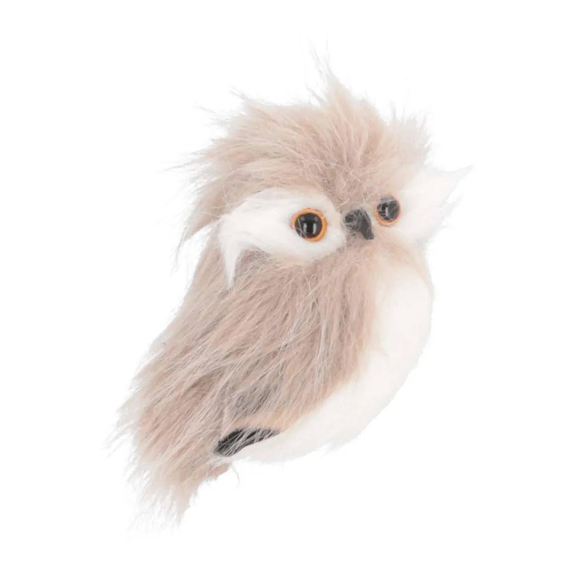 Hanging Owl Ornament | Light Brown | Plush 'Faux Fur' | 9cm / 3"