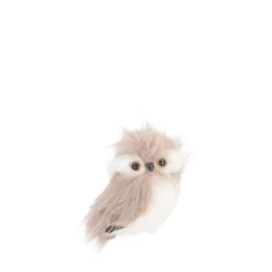 Hanging Owl Ornament | Light Brown | Plush 'Faux Fur' | 9cm / 3