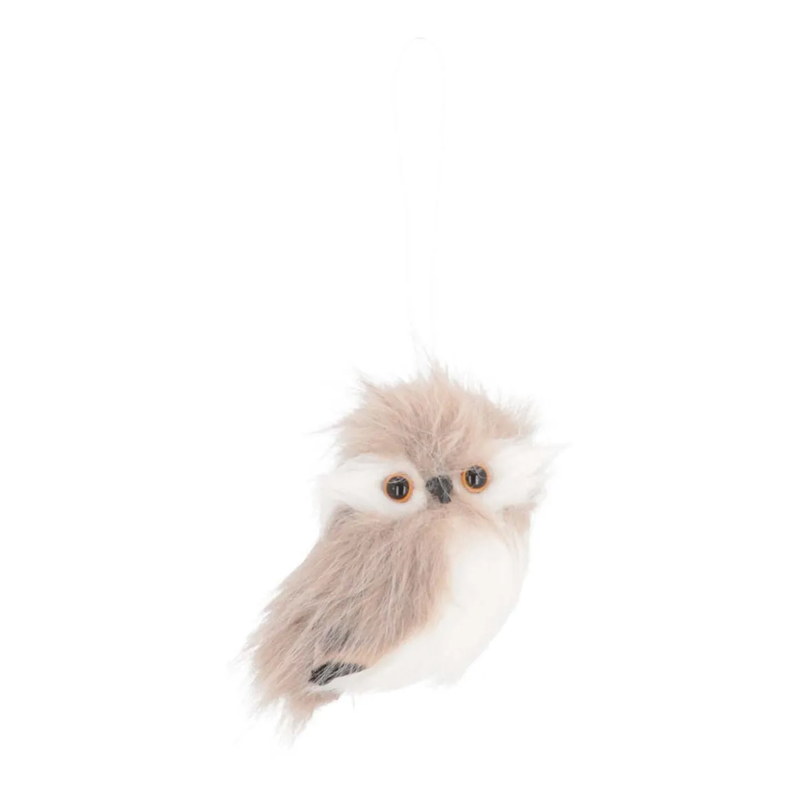 Hanging Owl Ornament | Light Brown | Plush 'Faux Fur' | 9cm / 3"