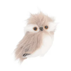 Hanging Owl Ornament | Light Brown | Plush 'Faux Fur' | 9cm / 3