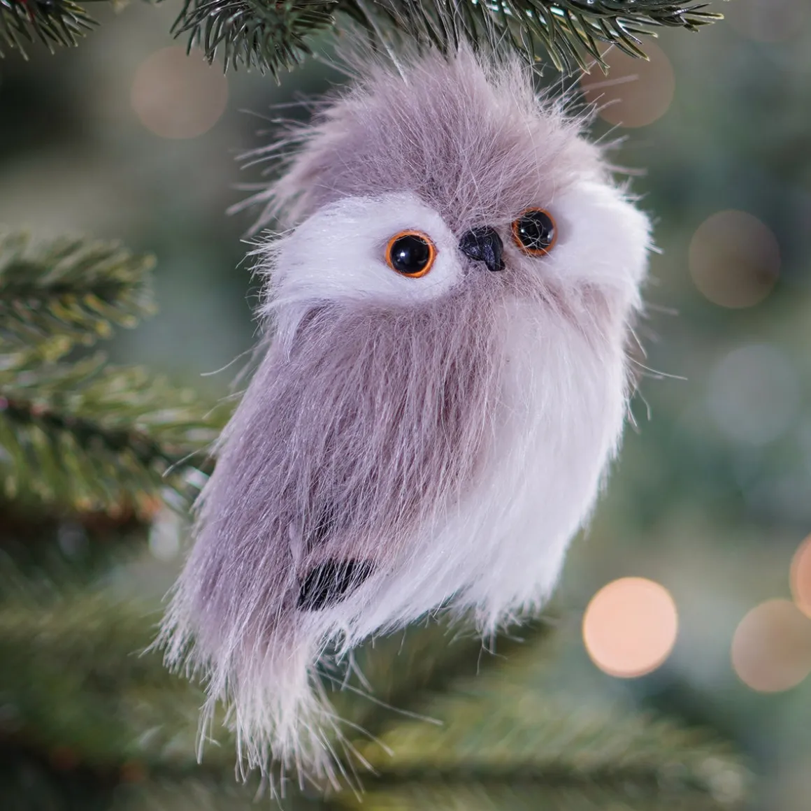Hanging Owl Ornament | Light Brown | Plush 'Faux Fur' | 9cm / 3"