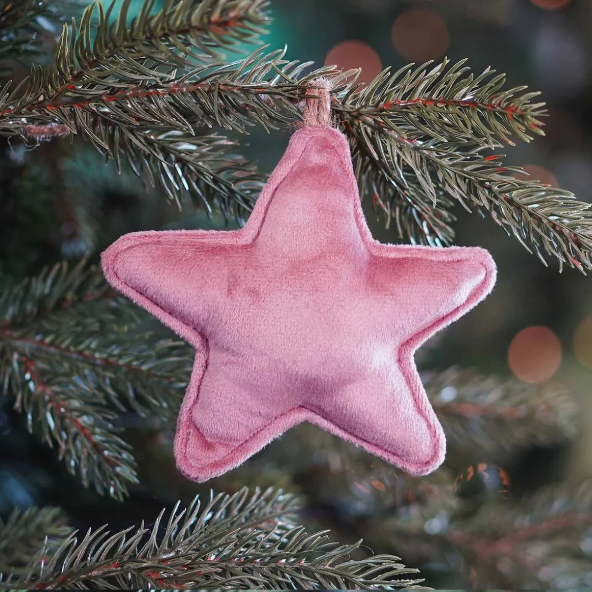 Hanging Star Decoration Flannel 12cm Antique Pink