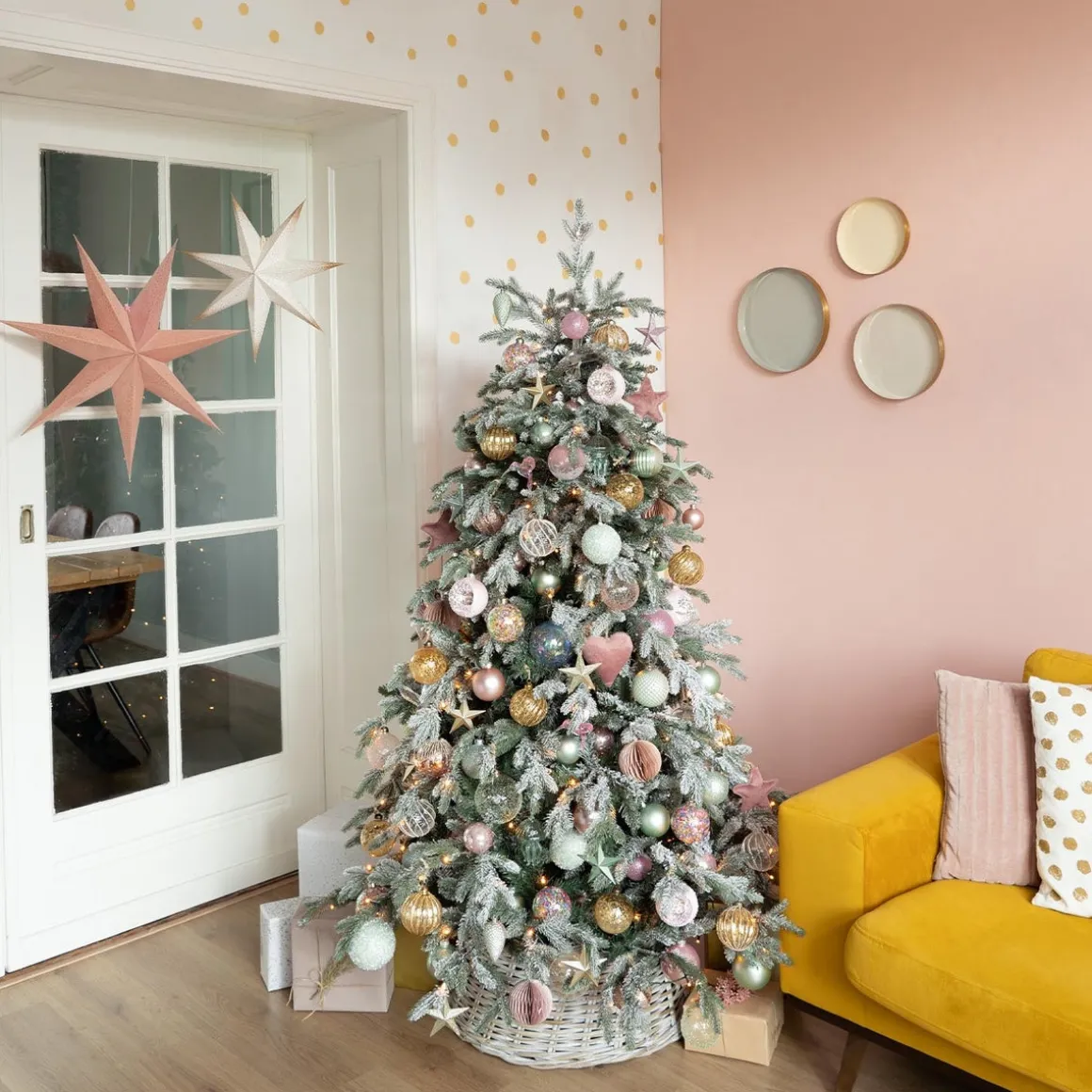 Hanging Star Decoration Flannel 12cm Antique Pink