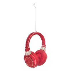 Headphone Christmas Ornament | Glass | Red | 10cm