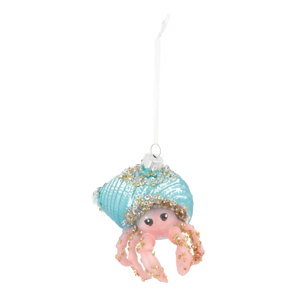 Hermit Crab Glass Hanging Figurine 9cm Pink