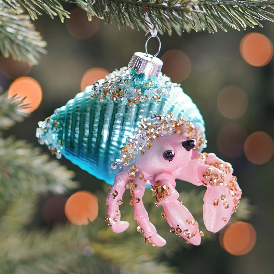 Hermit Crab Glass Hanging Figurine 9cm Pink