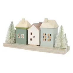 Houses With Trees | With LED | Green-Cream | 30cm