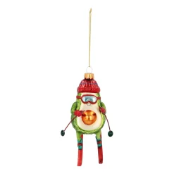 Humorous Avocado On Skis Ornament