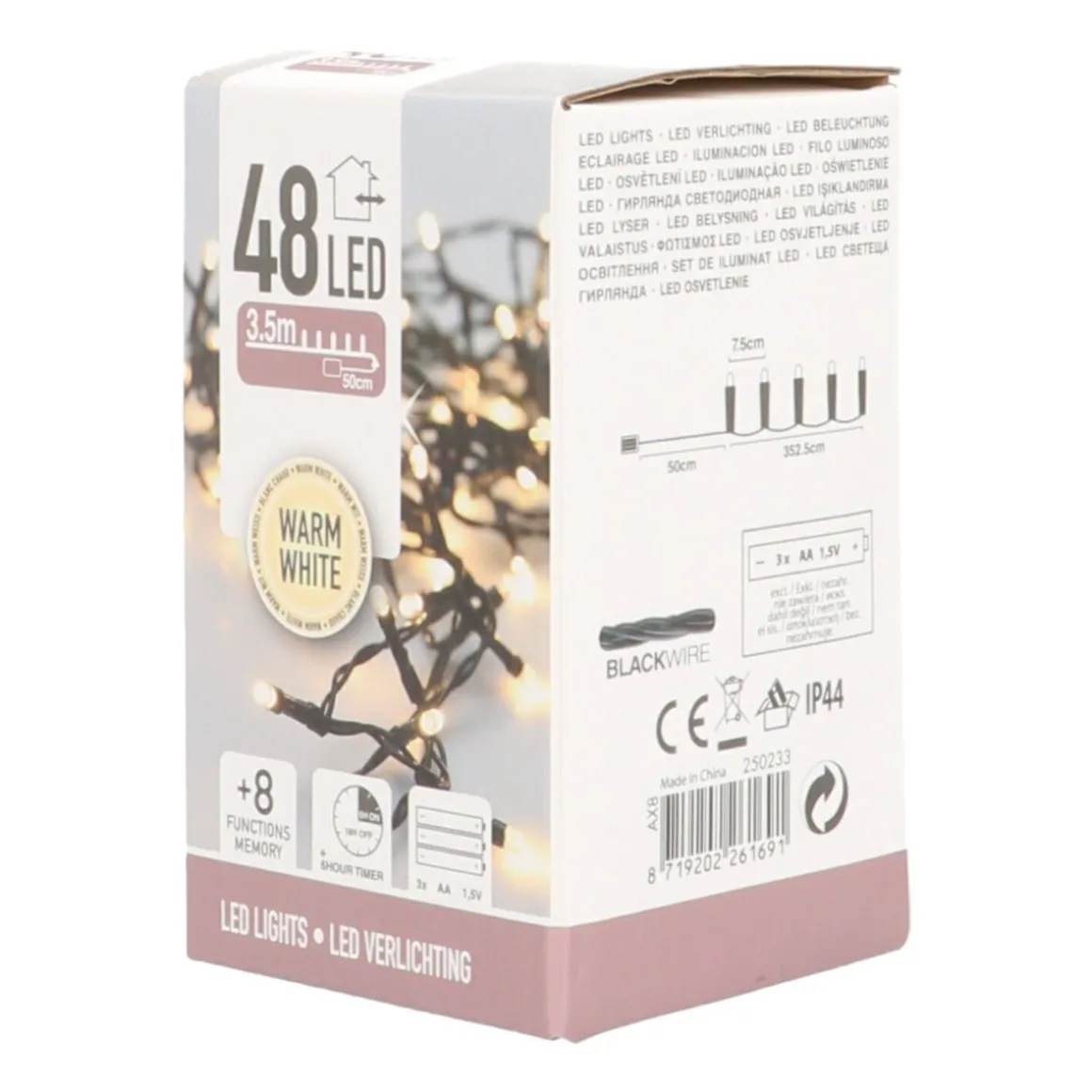 Kerstverlichting | 48 LED | 3,5 M | Warm Wit | Met Timer | Op Batterij | Binnen En Buiten