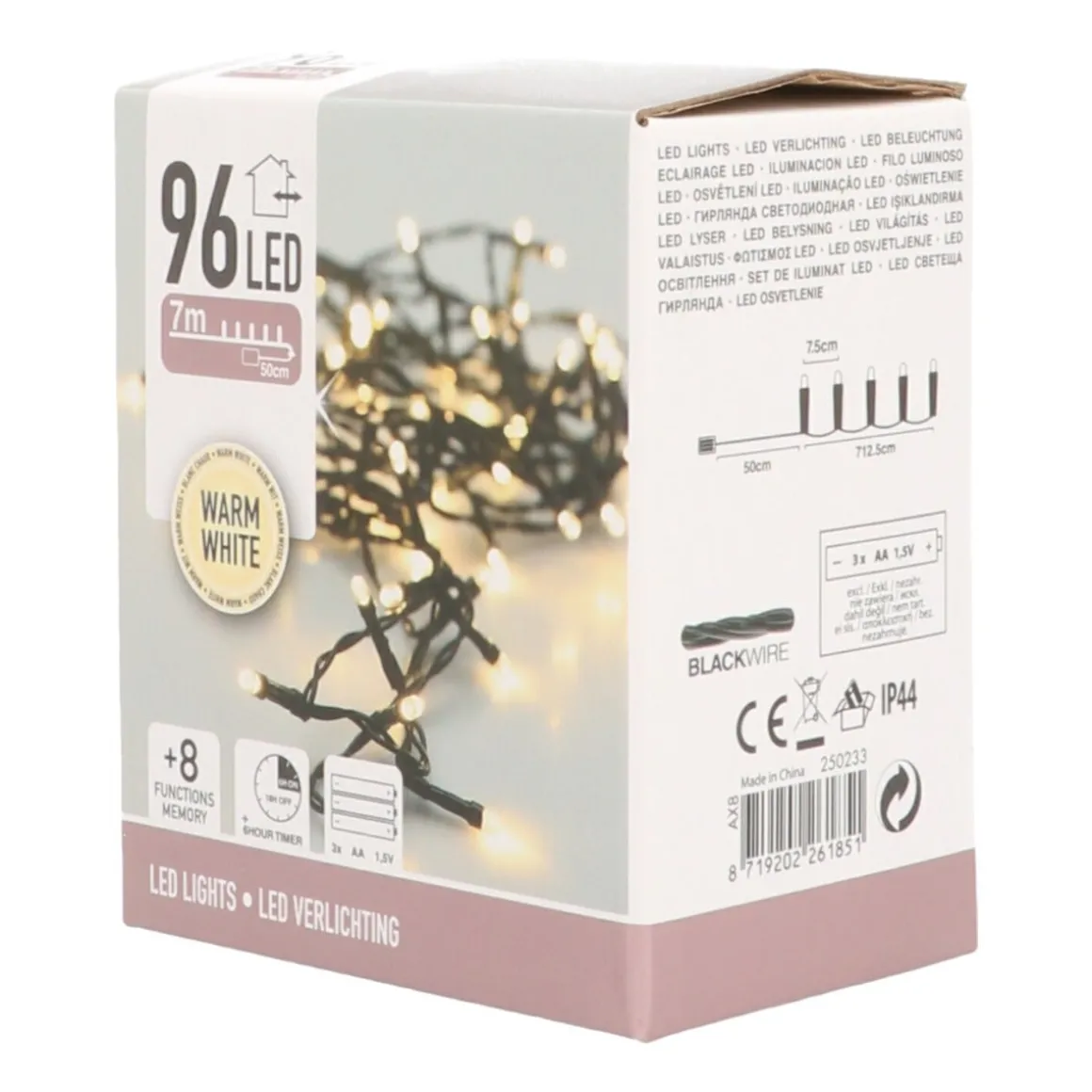 Kerstverlichting | 96 LED | 7 M | Warm Wit | Met Timer | Op Batterij | Binnen En Buiten
