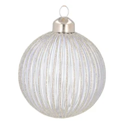 Lavender Christmas Bauble With Glitter Stripes