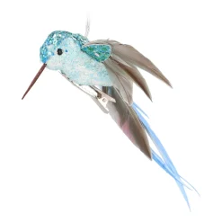 Light Blue Hummingbird Ornament With Stretched Wings