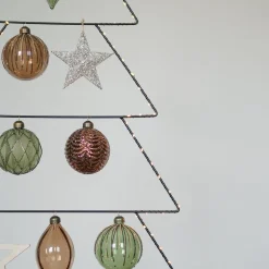 Light Brown Christmas Bauble With Glitter Lines