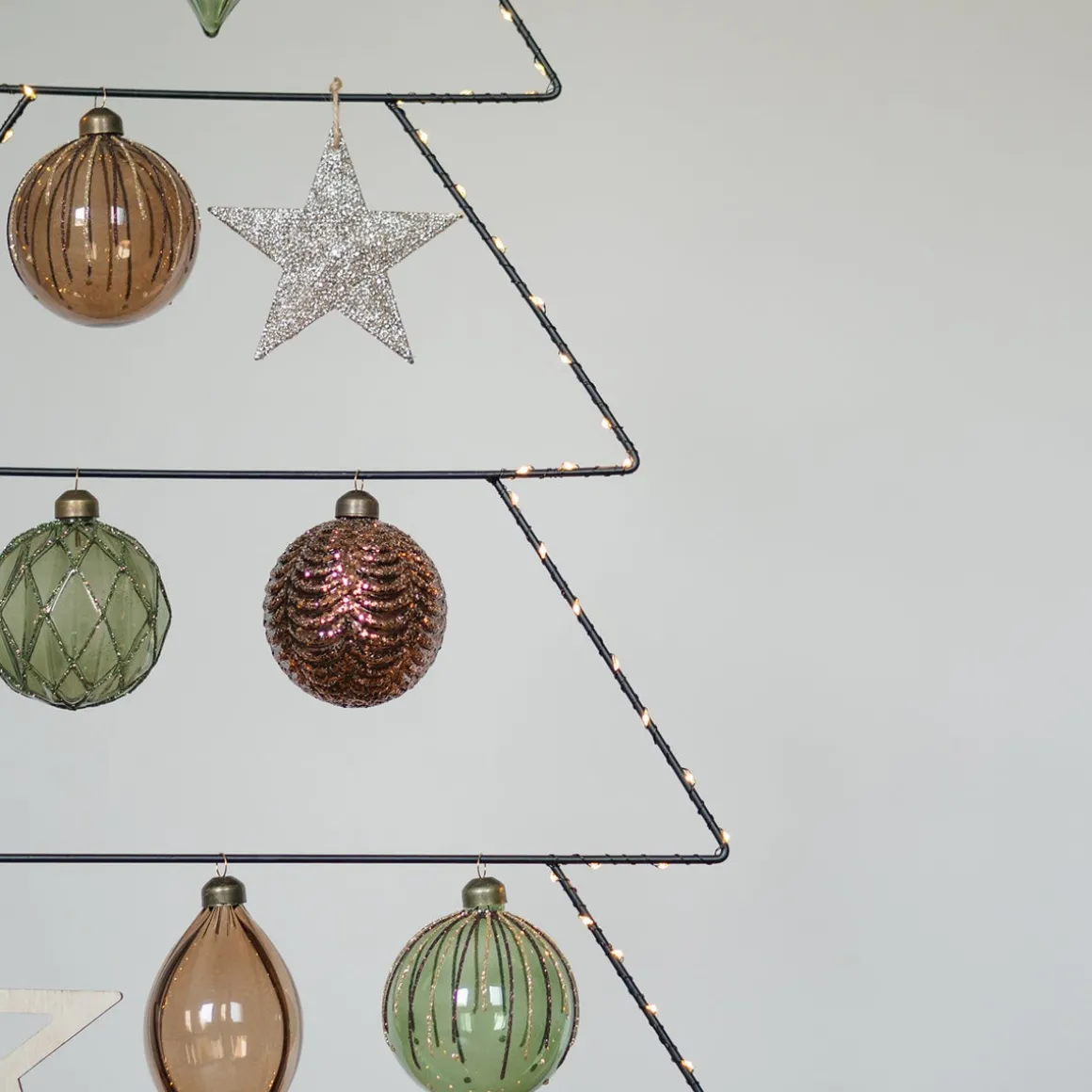 Light Brown Christmas Bauble With Glitter Lines