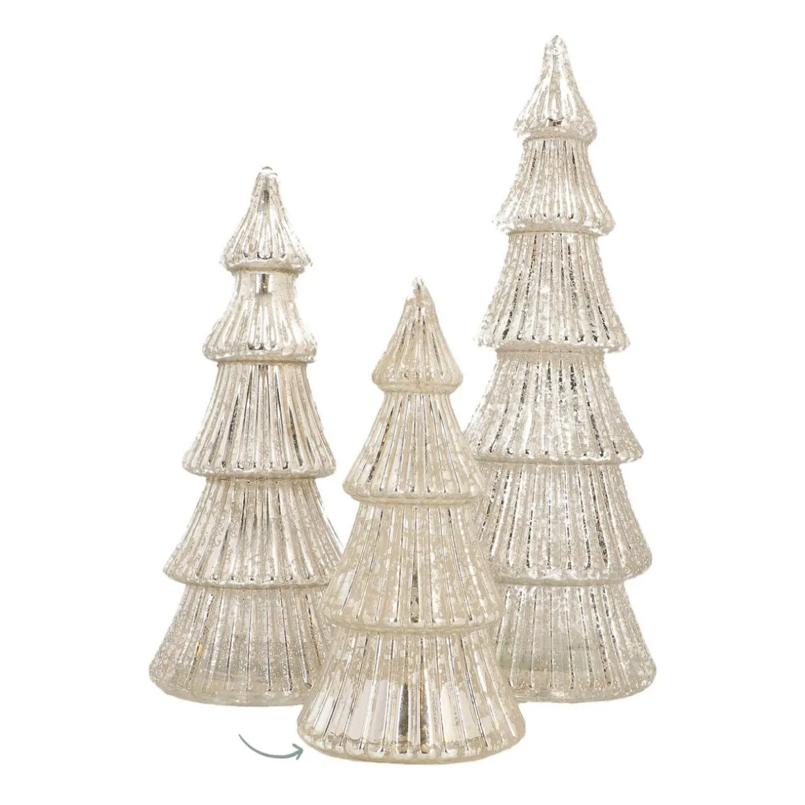 Linear Mercury Glass Tree With LED Lights 19cm Silver